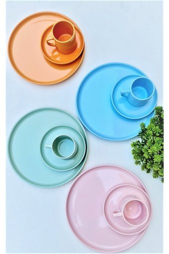 Keramika Rainbow Mix 12 Parça 4 Kişilik Seramik Kahvaltı Takımı Çok Renkli