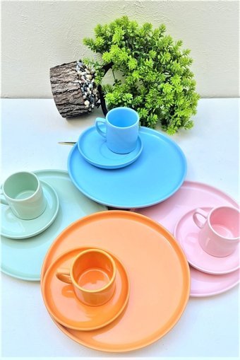 Keramika Rainbow Mix 12 Parça 4 Kişilik Seramik Kahvaltı Takımı Çok Renkli
