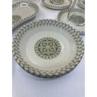 Gürses Home Hoga Yuvarlak Desenli 26 Parça 6 Kişilik Porselen Kahvaltı Takımı Beyaz