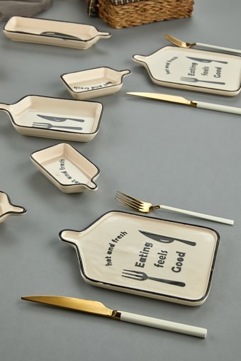 Mhk Collection Sweet Life Breakfast Desenli 4 Kişilik Seramik Kahvaltı Takımı Altın