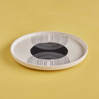 Bella Maison Graphic Line Yuvarlak Desenli 8 Parça 4 Kişilik Seramik Kahvaltı Takımı Beyaz