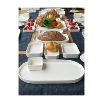 Rossev Pure Oval 53 Parça 6 Kişilik Porselen Kahvaltı Takımı Beyaz
