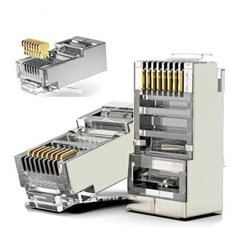 Derwell 30 Adet Yeni Nesil Metal 3 Micron Gold Plated Cat5/cat6 RJ45 Konnektörü 8P8C Ethernet Kablo Ucu Jack - Altın - Gri