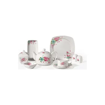 Korkmaz Bonjour Collection A8617 Desenli 30 Parça 6 Kişilik Porselen Kahvaltı Takımı Beyaz