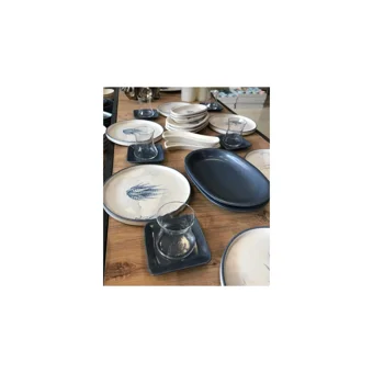 Keramika Blue Magic Stackable Yuvarlak Desenli 28 Parça 6 Kişilik Seramik Kahvaltı Takımı Beyaz-Mavi