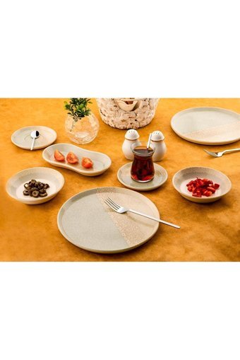 Noble Life Future Desenli 26 Parça 6 Kişilik Porselen Kahvaltı Takımı Yeşil