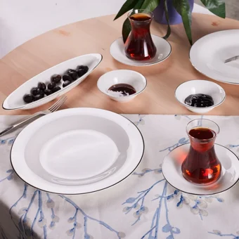 Karaca Fine Pearl New Fame Yuvarlak Desenli 26 Parça 6 Kişilik Fine Pearl Kahvaltı Takımı Beyaz