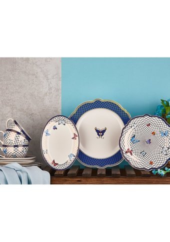 Aryıldız 51035 Yuvarlak Desenli 30 Parça 6 Kişilik Porselen Kahvaltı Takımı Çok Renkli