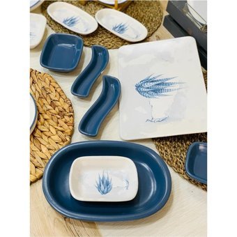 Pembiş Mutfağım Blue Magic Desenli 16 Parça 6 Kişilik Stoneware Kahvaltı Takımı Beyaz-Mavi