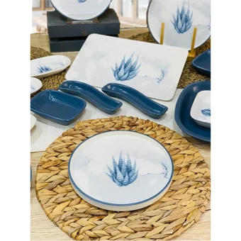 Pembiş Mutfağım Blue Magic Desenli 16 Parça 6 Kişilik Stoneware Kahvaltı Takımı Beyaz-Mavi