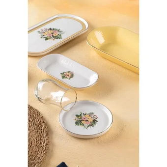 Acar Larosa Desenli 31 Parça 6 Kişilik Stoneware Kahvaltı Takımı Çok Renkli