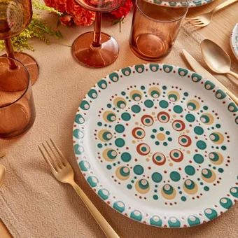 Bella Maison Roby Yuvarlak Desenli 7 Parça 2 Kişilik Porselen Kahvaltı Takımı Çok Renkli