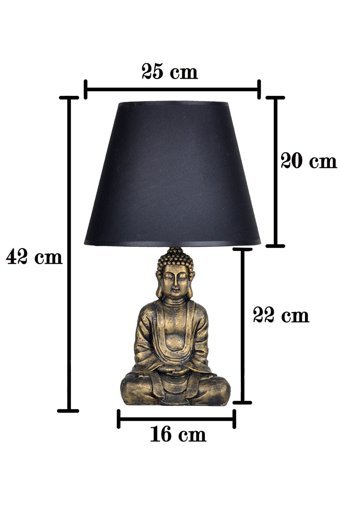 Qdec Modern Dizayn Buda Gold-Siyah Tekli Kumaş Tek Ayak Abajur Gold -Siiyah