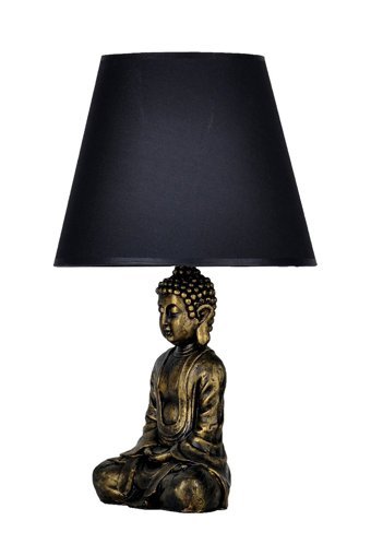 Qdec Modern Dizayn Buda Gold-Siyah Tekli Kumaş Tek Ayak Abajur Gold -Siiyah