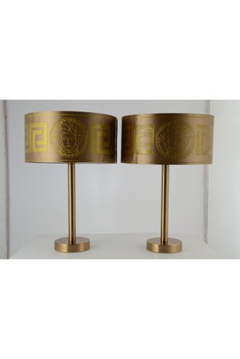 Abajuraksesuar Versace Bronz Gold 2'Li Kumaş Tek Ayak Abajur Metalik
