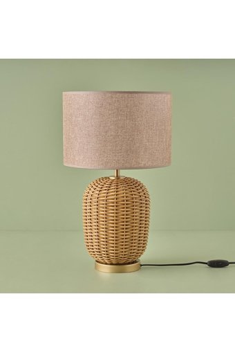 Bella Maison Wells Rattan Tekli Rattan Tek Ayak Abajur Naturel
