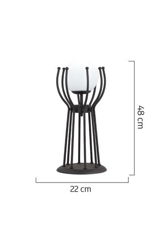 Apliqa Pabna Modern Siyah Tekli Metal Tek Ayak Abajur Siyah
