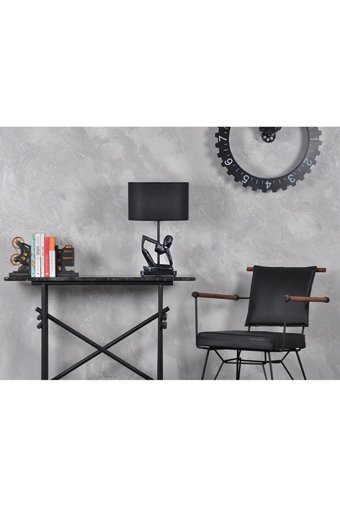Qdec Modern Dizayn Insan Gümüş Siyah Tekli Kumaş Tek Ayak Abajur Gümüş Siya