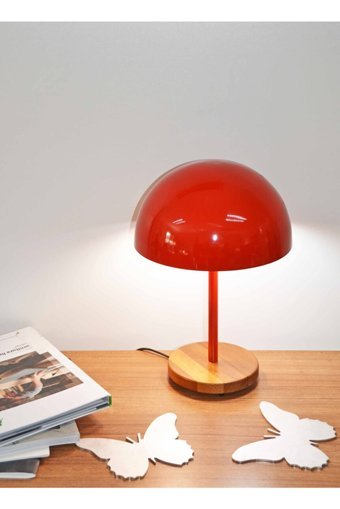Gloomyhomedesign Arden Mantar Kırmızı Tekli Metal Tek Ayak Abajur Kırmızı