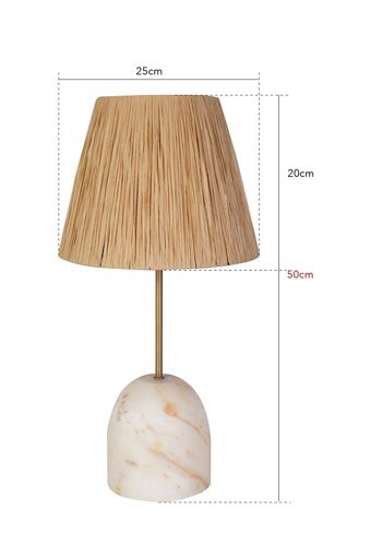 Hmydesign Copain Natural Beyaz Tekli Rafya Tek Ayak Abajur Beyaz