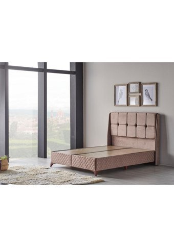 Md Relax Soft 140 x 190 cm Ayrılabilen Başlıklı Çift Kişilik Sandıklı Baza Seti Vizon