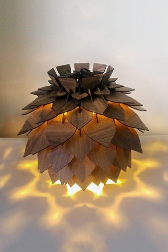 Design Otto Bleu Blanc Bird Tekli Ahşap Tek Ayak Abajur Kahverengi