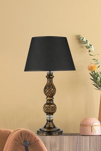 Hmydesign Serpent Beyaz-Eskitme Abjr-55 Tekli Kumaş Tek Ayak Abajur Kahverengi
