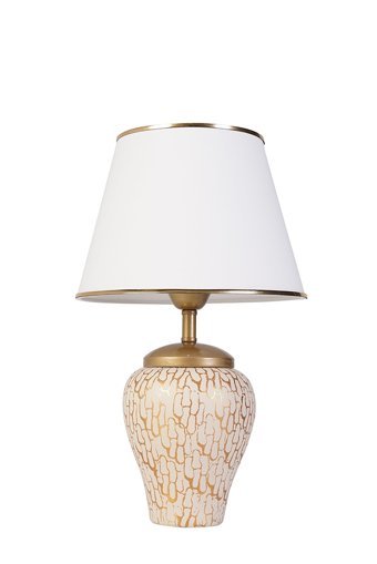 Hmydesign Gloire Pudra Beyaz Tekli Polyester Tek Ayak Abajur Beyaz