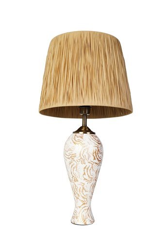 Hmydesign Gazelle Gold Beyaz Tekli Kumaş Tek Ayak Abajur Gold-Beyaz