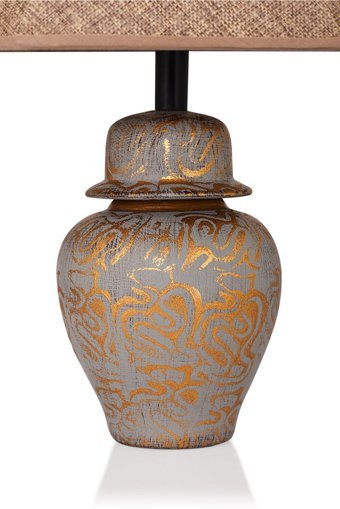 Hmydesign Boite Gri Gold Srmk-53 Tekli Kumaş Tek Ayak Abajur Gri - Gold