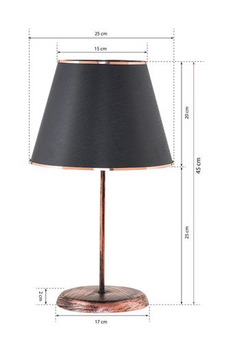 Hmydesign Indomp Bakır Siyah Abjr-55 Tekli Metal Tek Ayak Abajur Bakır - Siyah