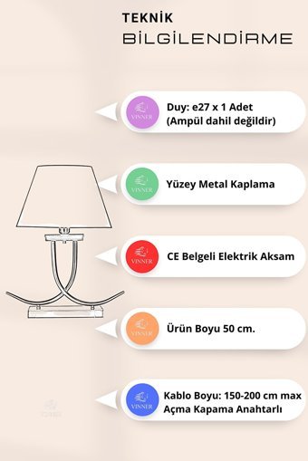 Vinner Koch Eskitme Çuval Bezi Tekli Metal Tek Ayak Abajur Kırmızı