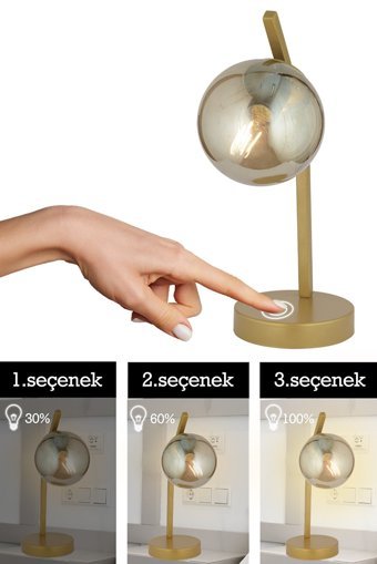 Apliqa Feris Gold Tekli Cam Tek Ayak Abajur Şeffaf