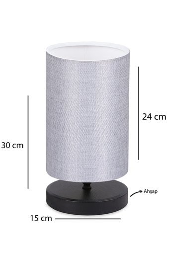 Homing Gri Kumaş Silindir Modern Tekli Metal Tek Ayak Abajur Gri