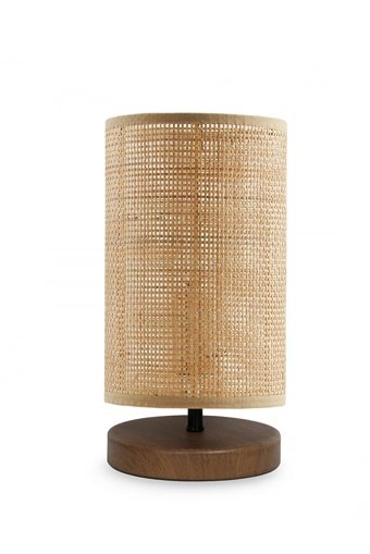Homing Rattan Ahşap Ayak Tekli Metal Tek Ayak Abajur Kahverengi