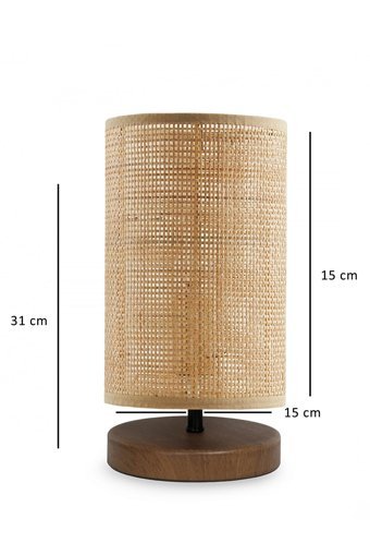 Homing Rattan Ahşap Ayak Tekli Metal Tek Ayak Abajur Kahverengi