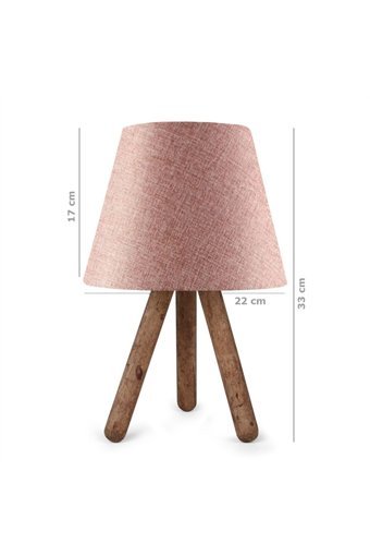 Homing Gülkurusu Tekli Ahşap 3 Ayaklı Abajur Pembe