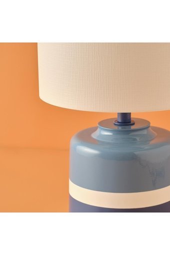 Bella Maison Marin Willand Tekli Kumaş - Pvc Tek Ayak Abajur Mavi