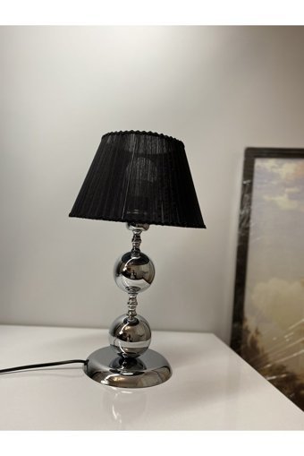 Asellus Munis Exclusive Gümüş Krom Tekli Metal Tek Ayak Abajur Beyaz