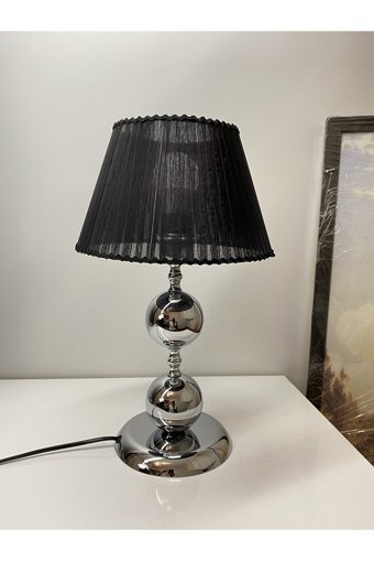 Asellus Munis Exclusive Gümüş Krom Tekli Metal Tek Ayak Abajur Beyaz