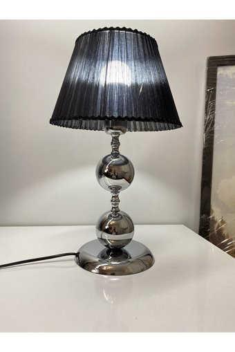 Asellus Munis Exclusive Gümüş Krom Tekli Metal Tek Ayak Abajur Beyaz
