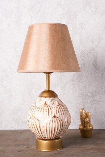 Hmydesign Galet Krem Gold Tekli Pvc Tek Ayak Abajur Krem-Gold