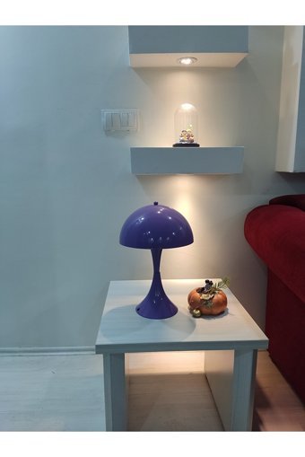 Ag Lightdesign Mor Metal Mantar Tekli Metal Tek Ayak Abajur Mor