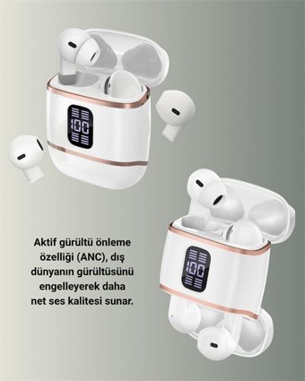 Dijital Göstergeli Bluetooth Kulakiçi Kulaklık – 4’lü Paket Gürültü Engel - ELOSP2627-66