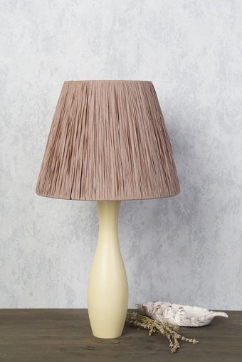 Hmydesign Saule Krem Kahve Tekli Kumaş Tek Ayak Abajur Kahverengi