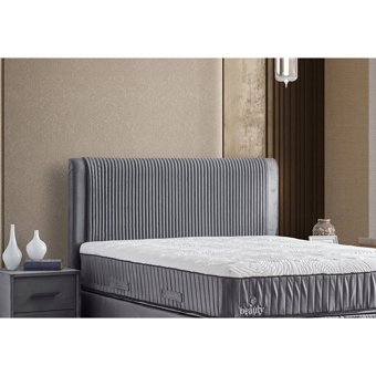 Abc Bedding Beauty 140 x 200 cm Başlıklı Çift Kişilik Sandıklı Baza Seti Gri