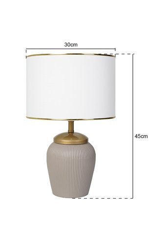 Hmydesign Chenille Beyaz Bej Tekli Pvc Tek Ayak Abajur Beyaz-Bej