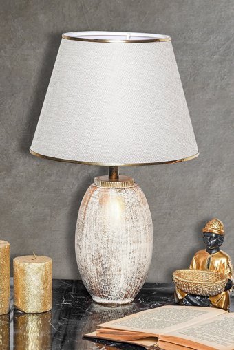 Hmydesign Fonce Krem Gold Srmk-53 Tekli Pvs Tek Ayak Abajur Krem - Gold
