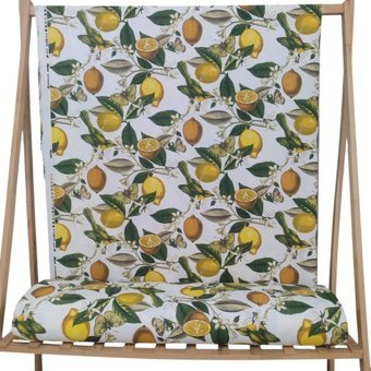Limon ve Limon Çiçeği Desenli Su ve Leke Itici Panama Keteni Duck Kumaş Bezi - Limon Sarı - 100 cm - 180 cm