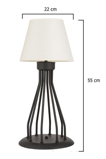 Apliqa Ahter Beyaz Retro Tekli Metal Tek Ayak Abajur Siyah